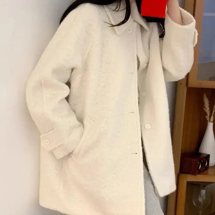 [BUNJANG] Ivory Fleece Coat / 아이보리 뽀글이 코트