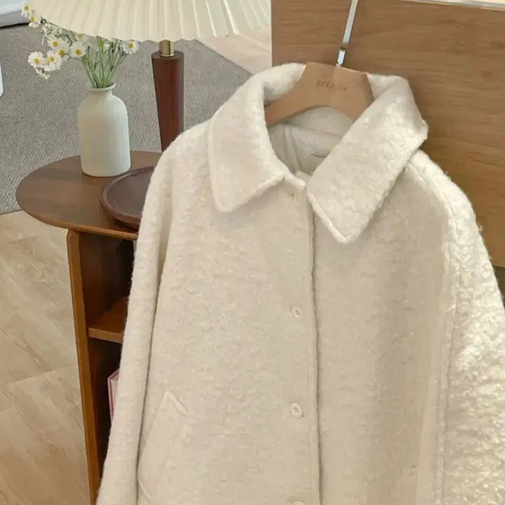 [BUNJANG] Ivory Fleece Coat / 아이보리 뽀글이 코트