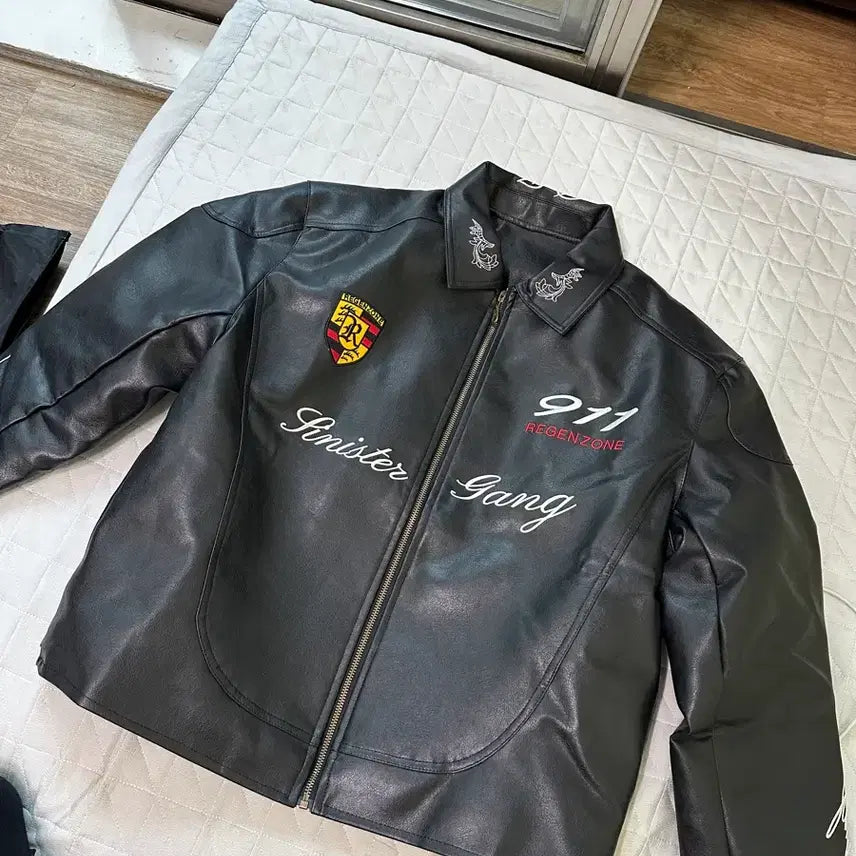 [BUNJANG] Nanostudio Porsche 911 Leather Jacket Black L / Nanostudio 포르쉐 911 레더 자켓 블랙 L