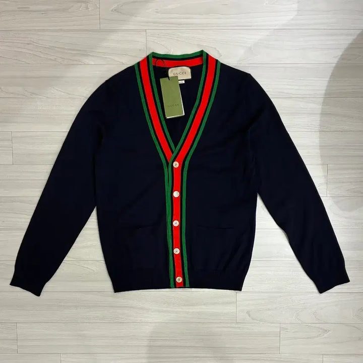 [BUNJANG] Gucci Web Stripe Cardigan Navy M / (새상품)구찌 웹삼선 가디건 M 택포함