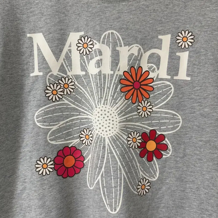[BUNJANG] Mardi Mercredi Grey Flower Short Sleeve T-Shirt / 마르디 메크르디 회색 플라워 반팔티 새상품
