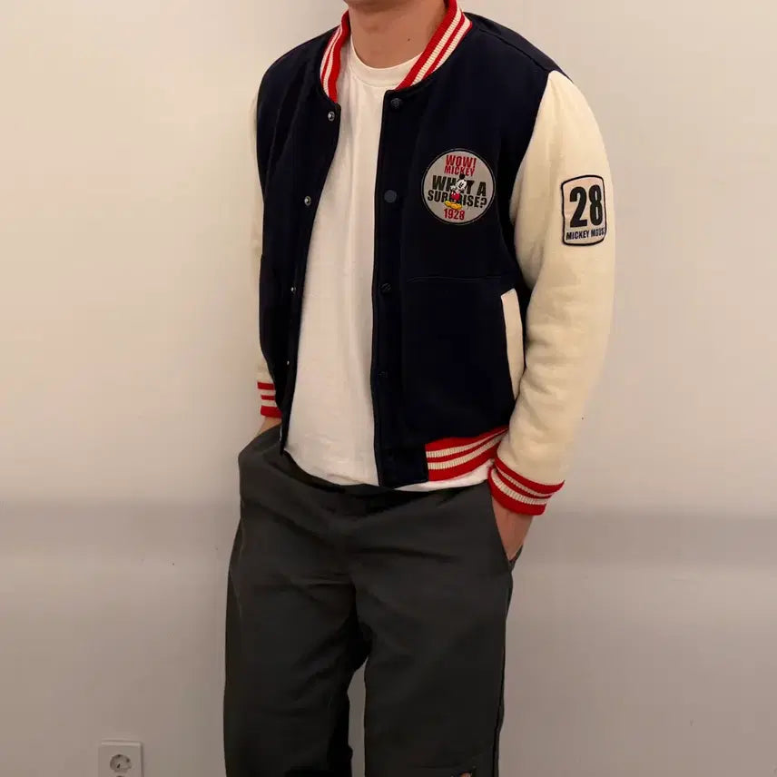 [BUNJANG] Disney Mickey Mouse Varsity Jacket / 디즈니 미키하우스 바시티 자켓