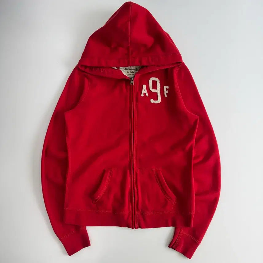 [BUNJANG] Abercrombie Red Zip-Up Hoodie / Abercrombie 아베크롬비 레드 후드집업