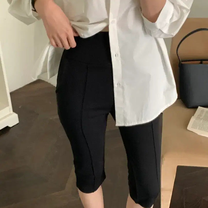 [BUNJANG] Capri Culottes with Pintuck Detail / 카프리팬츠 핀턱7부 레깅스팬츠