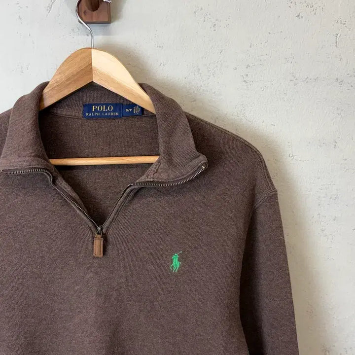 [BUNJANG] Polo Ralph Lauren Cotton Half-Zip Knit Brown / [S] 폴로랄프로렌 코튼 반집업 니트 브라운
