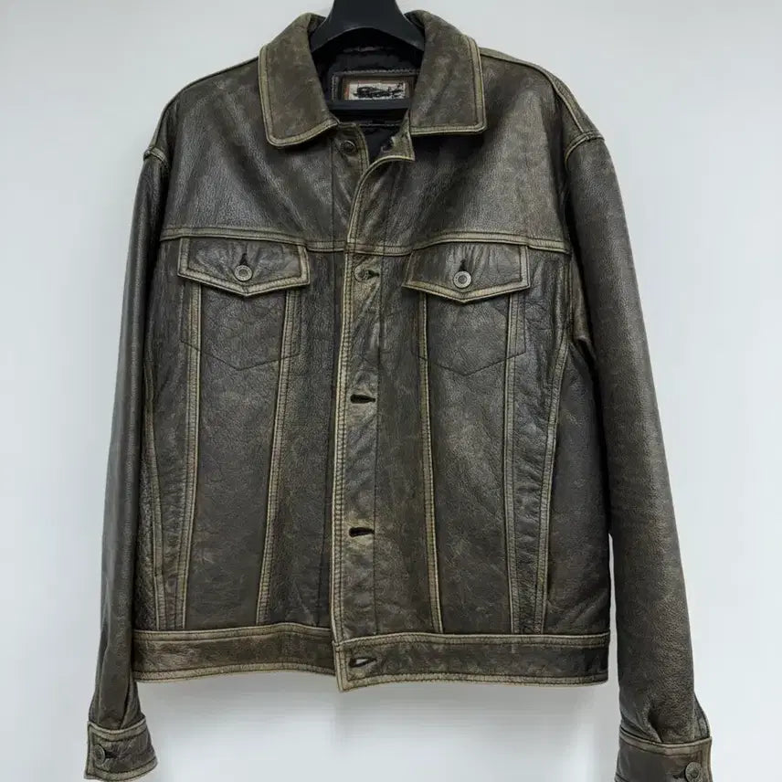 [BUNJANG] MU 3rd Generation Trucker Cowhide Leather Jacket XL / 3세대 트러커 카우하이드 가죽자켓 XL 105