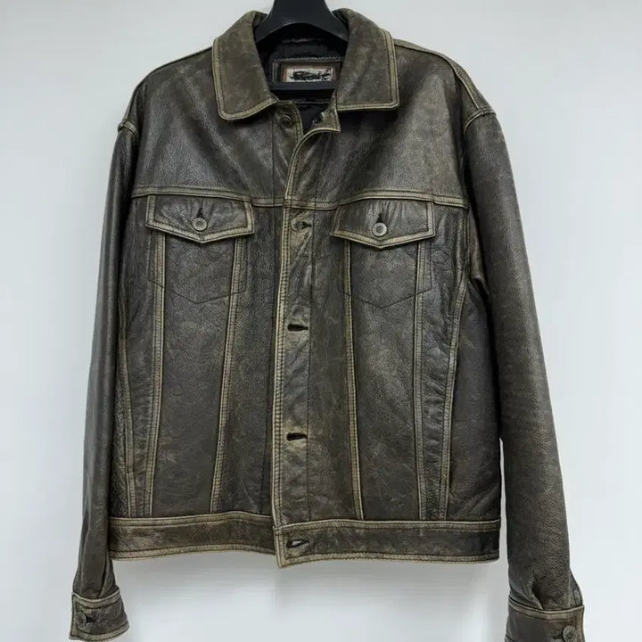 [BUNJANG] MU 3rd Generation Trucker Cowhide Leather Jacket XL / 3세대 트러커 카우하이드 가죽자켓 XL 105