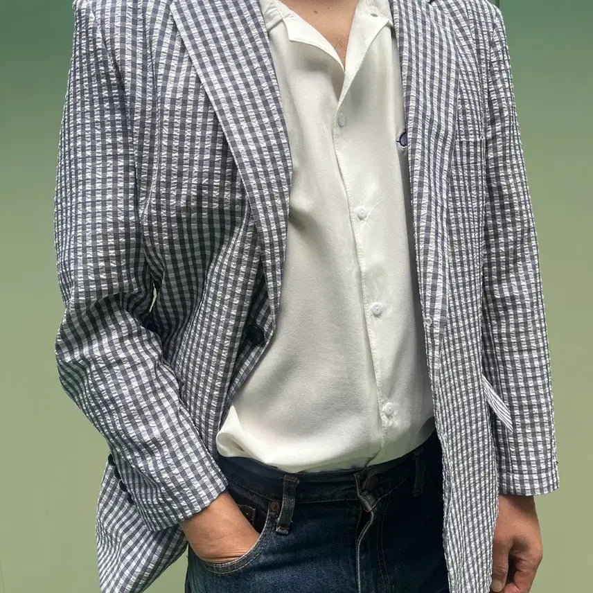 [BUNJANG] Gucci Gingham Check Summer Jacket Blazer / (정품)구찌 깅엄체크 썸머 자켓 블레이져