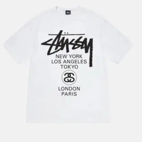 [BUNJANG] Stussy World Tour T-Shirt White M / 스투시 월드투어 반팔 티셔츠 화이트 M