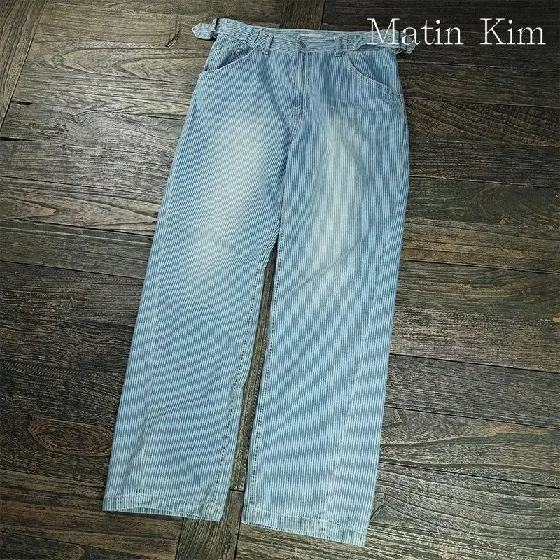 [BUNJANG] Matin Kim 22F/W Stripe Washed Belt Denim Pants / 마뗑킴 22F/W 스트라이프 워시드 벨트 데님 팬츠 M20360