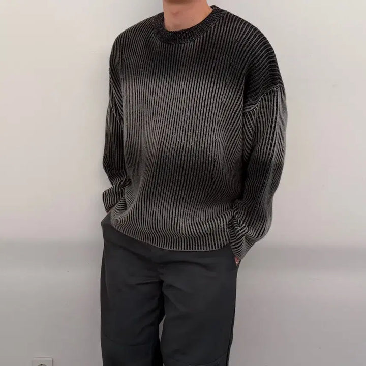 [BUNJANG] Vintage Oversized Gradient Knit Sweater / 빈티지 오버핏 그라데이션 니트