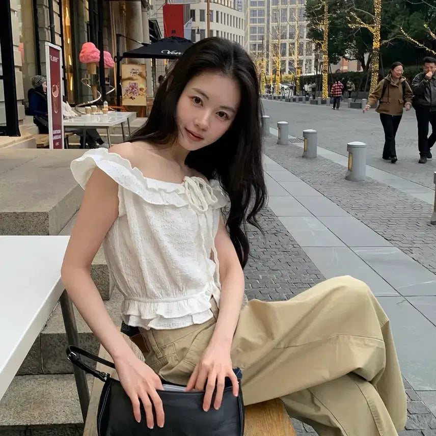 [BUNJANG] Without Summer Pure Frill Blouse - Ivory / 위드아웃썸머  Pure frill blouse_ivory 블라우스