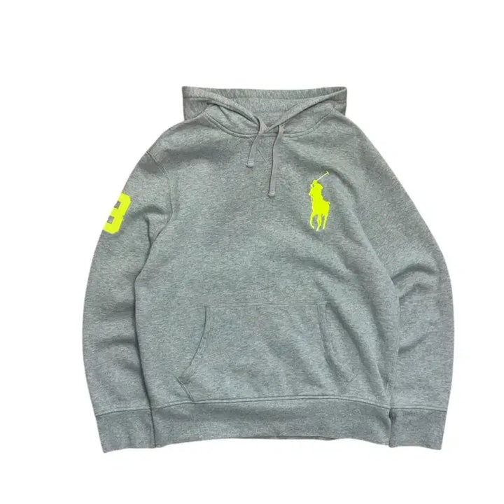 [BUNJANG] Polo Ralph Lauren Grey Big Pony Hoodie / 폴로 랄프로렌 그레이 형광 빅포니 후드티