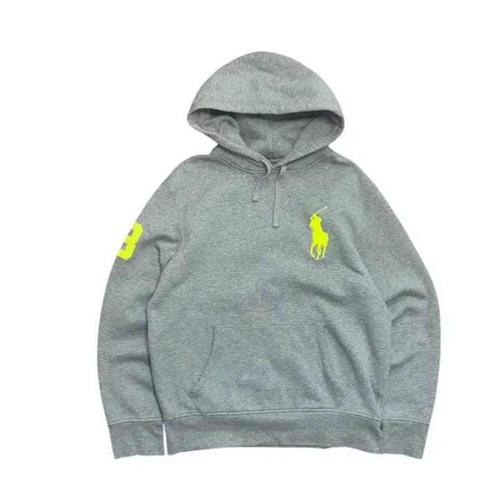 [BUNJANG] Polo Ralph Lauren Grey Big Pony Hoodie / 폴로 랄프로렌 그레이 형광 빅포니 후드티