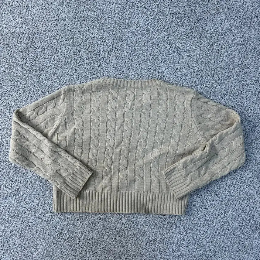 [BUNJANG] Pony Logo Crop Cable Knit Sweater / 실측 여성 포니로고 크롭 케이블 니트 0423J