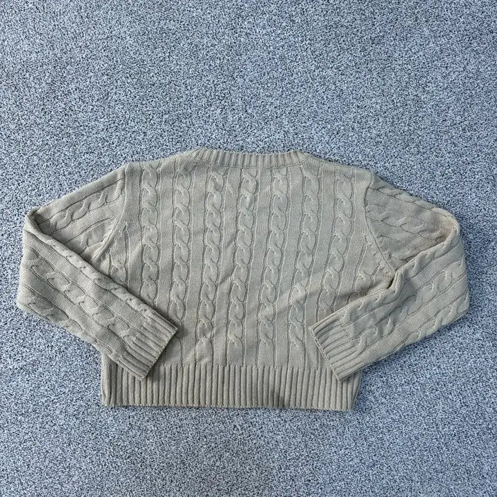 [BUNJANG] Pony Logo Crop Cable Knit Sweater / 실측 여성 포니로고 크롭 케이블 니트 0423J