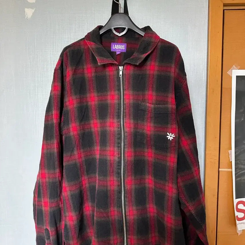 [BUNJANG] Labros Red Check Shirt Jacket XL / Labros 레드 체크 셔츠 자켓 XL