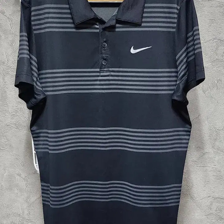 [BUNJANG] Nike Dri-FIT Black Stripe Short Sleeve Polo Shirt / 나이키 드라이핏 검정 스트라이프 반팔 카라티