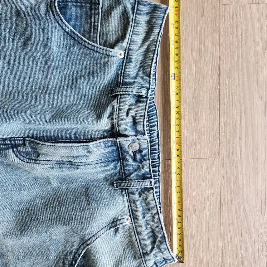 [BUNJANG] XTONZ Star Damage Washing Denim Wide Pants L / 엑스톤즈 별 데미지 워싱 데님 L 허리반벤딩.별 프린팅 데님 와이드 팬츠