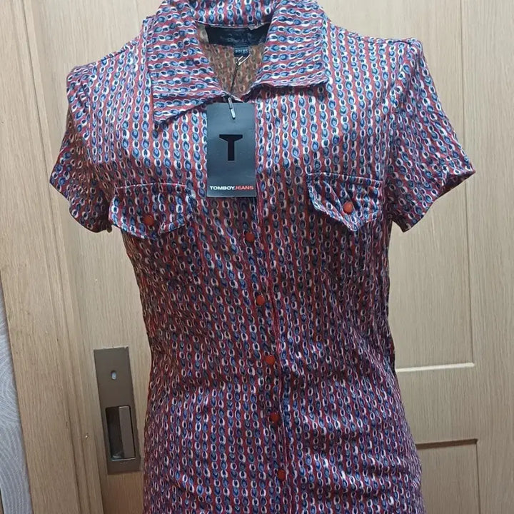 [BUNJANG] Tomboy Jeans Geometric Pattern Short Sleeve Dress Size 85 / 톰보이 진(TOMBOY JEANS) 패턴 셔츠 85 (미착용)