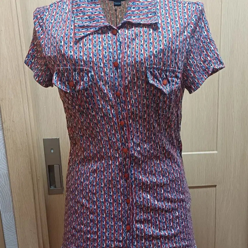 [BUNJANG] Tomboy Jeans Geometric Pattern Short Sleeve Dress Size 85 / 톰보이 진(TOMBOY JEANS) 패턴 셔츠 85 (미착용)