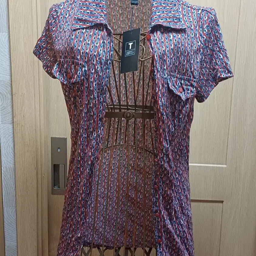 [BUNJANG] Tomboy Jeans Geometric Pattern Short Sleeve Dress Size 85 / 톰보이 진(TOMBOY JEANS) 패턴 셔츠 85 (미착용)