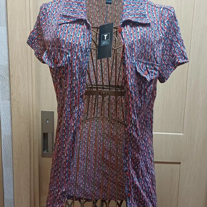 [BUNJANG] Tomboy Jeans Geometric Pattern Short Sleeve Dress Size 85 / 톰보이 진(TOMBOY JEANS) 패턴 셔츠 85 (미착용)