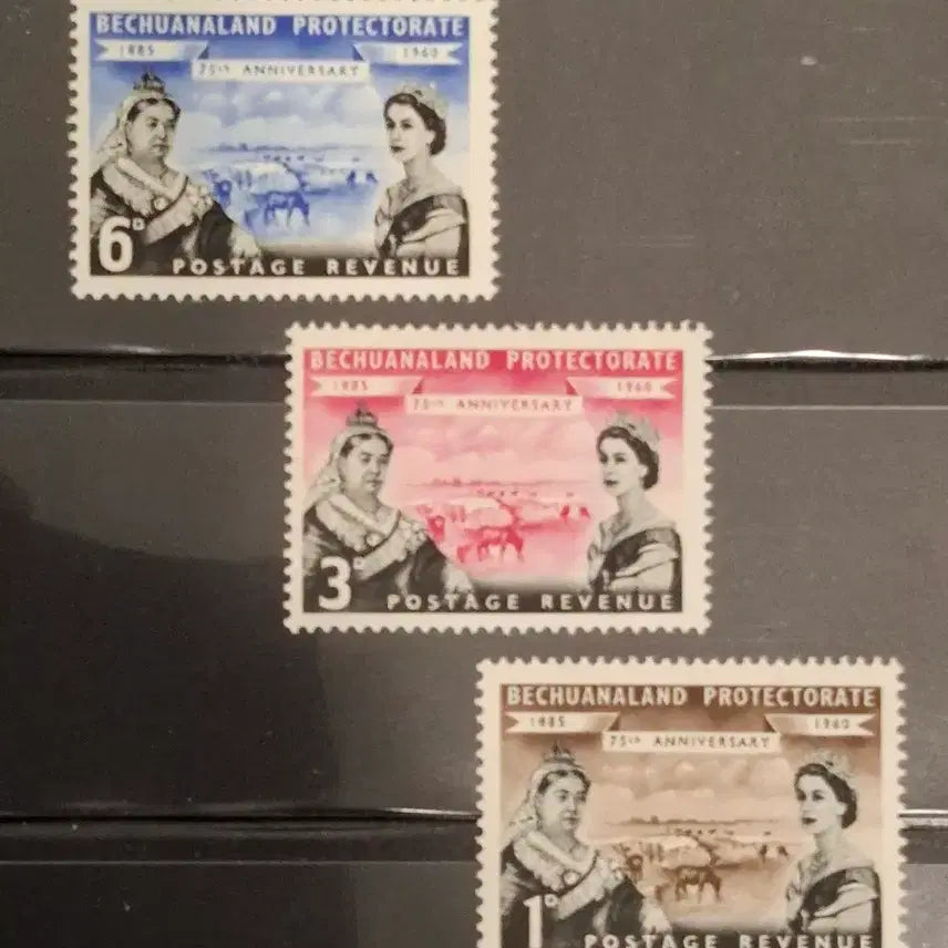 [BUNJANG] 1960 Bechuanaland Protectorate 75th Anniversary Stamp Featuring Queen Victoria and Queen Elizabeth II / (4관/A40) 1960년 영국령 빅토리아75주년기념우표(M7)저렴