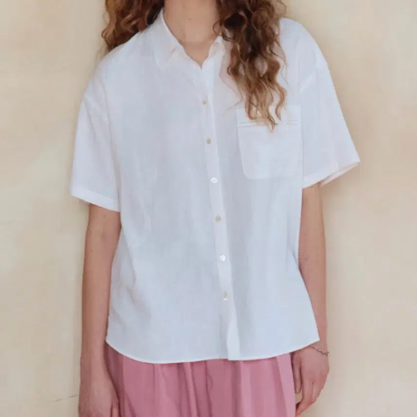 [BUNJANG] SIENNE Linen Short Sleeve Shirt White / SIENNE 시엔느 린넨 반팔 셔츠 화이트