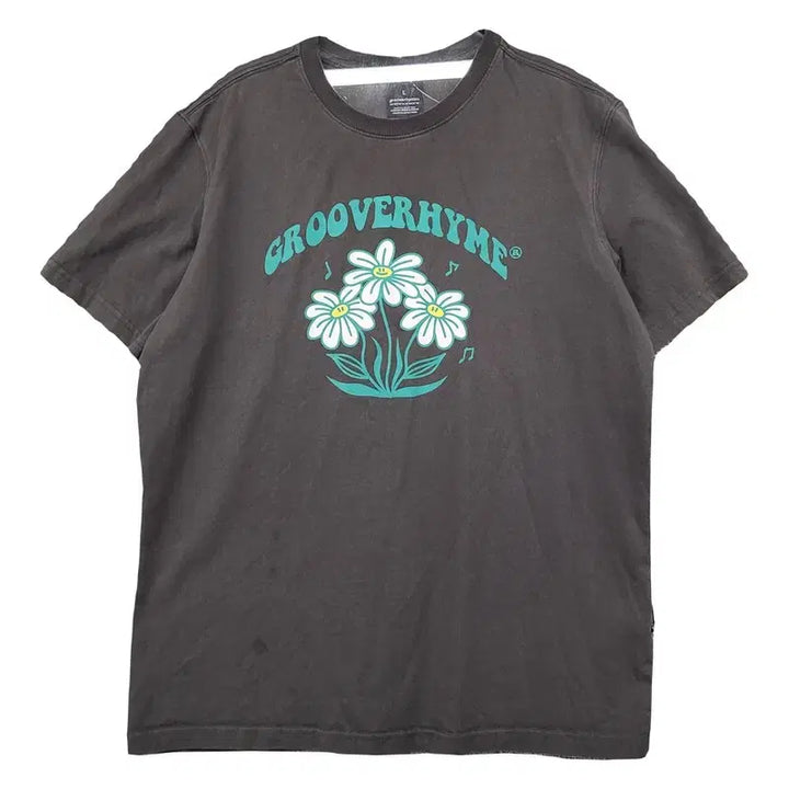 [BUNJANG] Grooverhyme Printing Gray Short-Sleeve T-Shirt (L) / 그루브라임 프린팅 그레이 반팔티 L