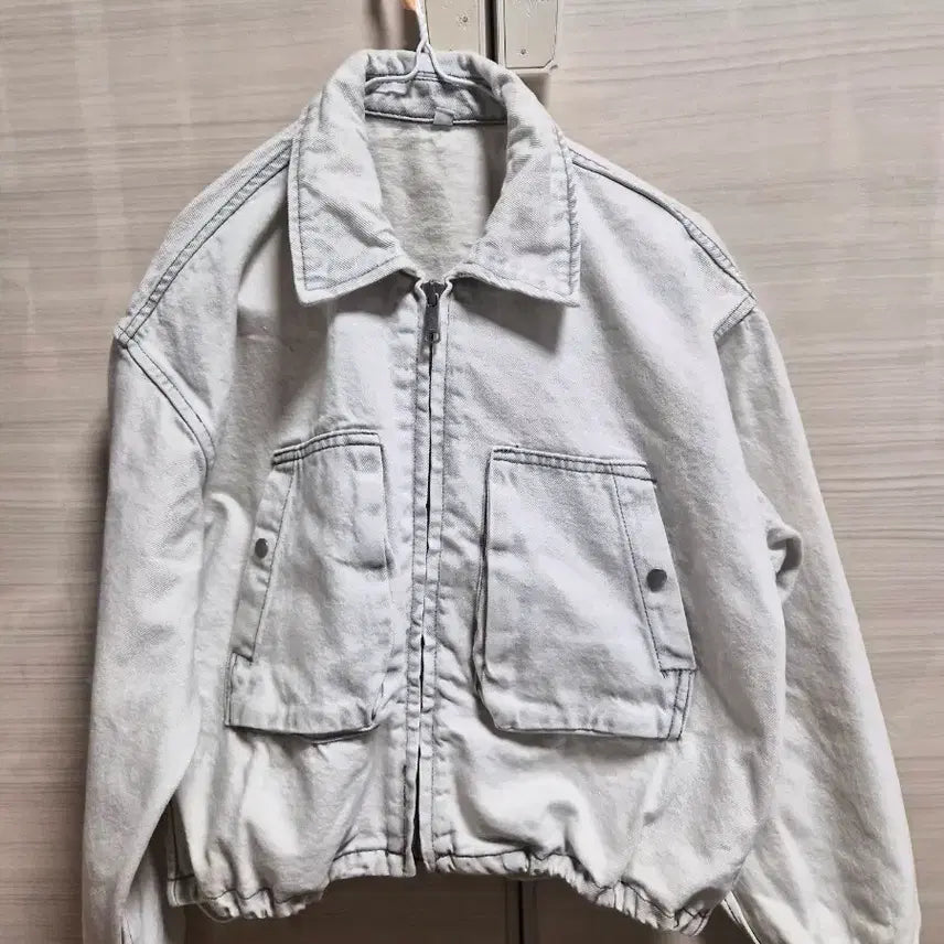 [BUNJANG] White Denim Cropped Jacket / 화이트 데님 크롭 자켓