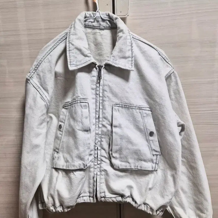 [BUNJANG] White Denim Cropped Jacket / 화이트 데님 크롭 자켓