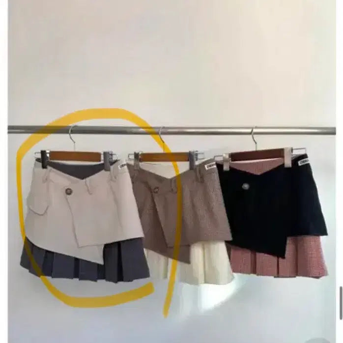[BUNJANG] Ranio Cherry Quiri Pleats Double Wrap Layered Skirt / 라뇨 체리퀴리 플리츠 더블 랩 레이어드 스커트