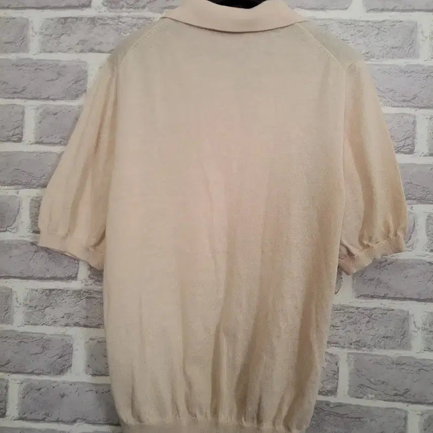[BUNJANG] Olivier Holdings Beige Short Sleeve Collar Knit 77 / 올리비에홀딩스 베이지 반팔카라니트77/알뜰한여우