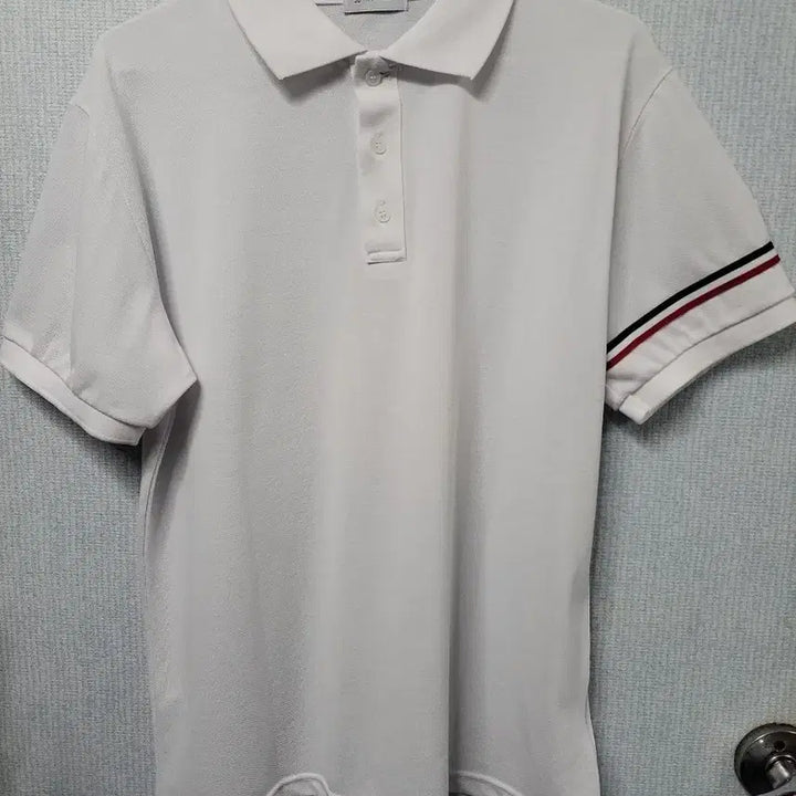 [BUNJANG] White Three-Stripe Polo T-Shirt XL/105 / 화이트 삼선 폴로 티셔츠 XL/105