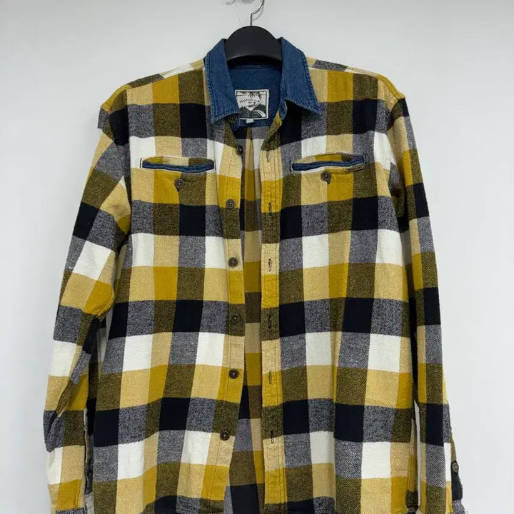 [BUNJANG] Denim Collar Check Shirt L / 데님카라 체크 셔츠 100 L