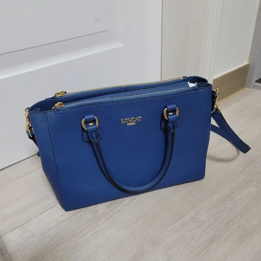 [BUNJANG] Lovecat Blue Tote &amp; Shoulder Bag / 러브캣 토트&amp;숄더백