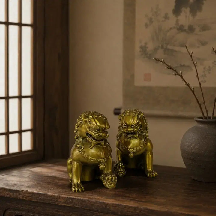 [BUNJANG] Haetae Pair Set Gold Interior Decor Ornament Housewarming Gift / 풍수 해태 한쌍 세트 골드 2p 인테리어 소품 개업선물 집들이선물