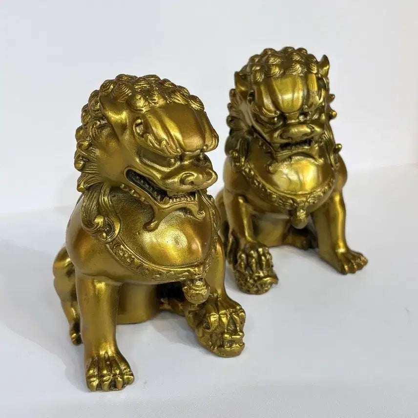 [BUNJANG] Haetae Pair Set Gold Interior Decor Ornament Housewarming Gift / 풍수 해태 한쌍 세트 골드 2p 인테리어 소품 개업선물 집들이선물