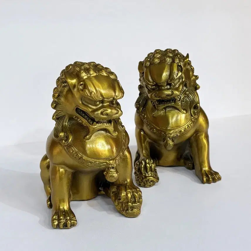 [BUNJANG] Gold Haechi Pair Set - Interior Decor &amp; Housewarming Gift / 풍수 해태 한쌍 세트 골드 2p 인테리어 소품 개업선물 집들이선물
