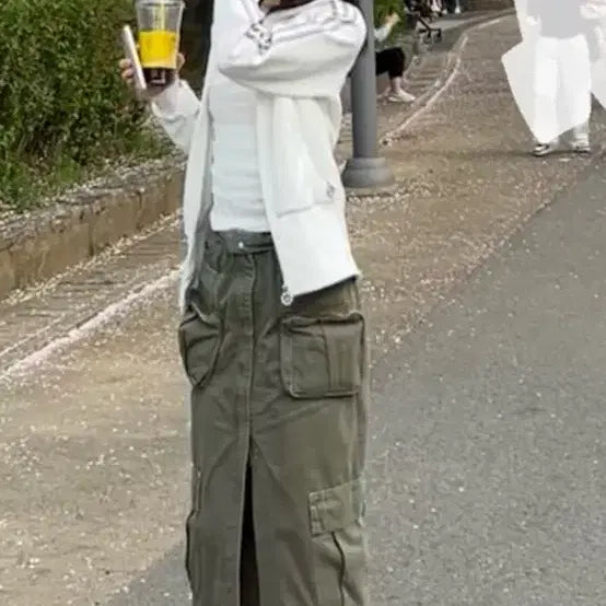 [BUNJANG] Pocket Cargo Maxi Skirt / 포켓 카고 맥시 스커트