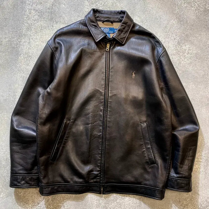 [BUNJANG] Polo Ralph Lauren Maxwell Leather Jacket Black / [M] Polo 폴로 랄프로렌 맥스웰 블랙 레더 자켓
