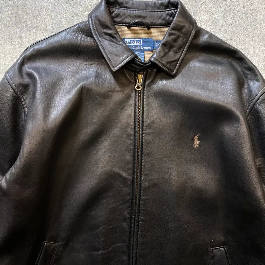 [BUNJANG] Polo Ralph Lauren Maxwell Leather Jacket Black / [M] Polo 폴로 랄프로렌 맥스웰 블랙 레더 자켓