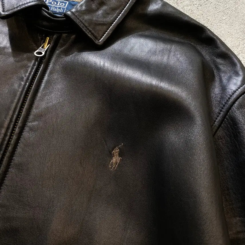 [BUNJANG] Polo Ralph Lauren Maxwell Leather Jacket Black / [M] Polo 폴로 랄프로렌 맥스웰 블랙 레더 자켓