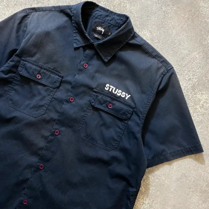 [SOLD OUT] [L] Stussy 스투시 썬페이드 밀리터리 반팔 셔츠