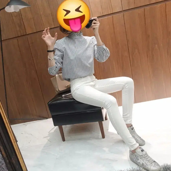 [BUNJANG] Neck Point Stripe Shirt / 넥 포인트 스트라이프 셔츠