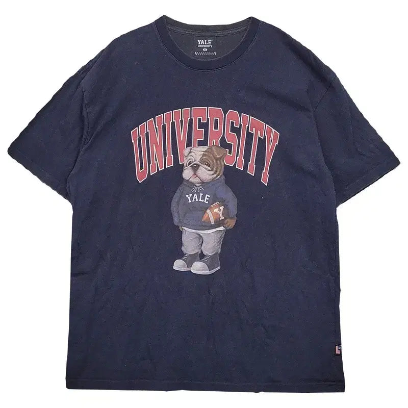 [BUNJANG] YALE University Navy Cotton T-Shirt XL / 예일 프린팅 네이비 반팔티 XL
