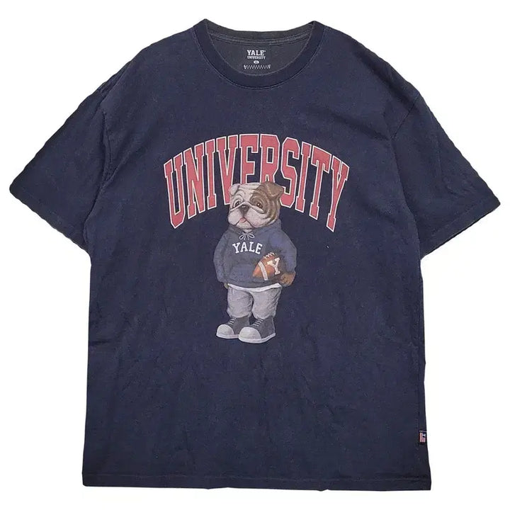 [BUNJANG] YALE University Navy Cotton T-Shirt XL / 예일 프린팅 네이비 반팔티 XL