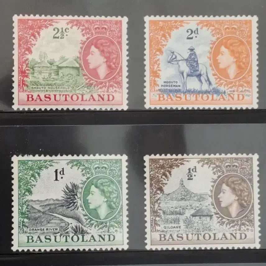 [BUNJANG] 1954 Basutoland Protectorate Queen Elizabeth II Coronation Commemorative Stamp / (4관/A40) 1954년 영국령 엘리자베스즉위 기념우표(B2)저렴