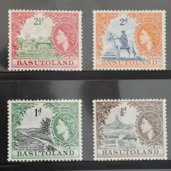 [BUNJANG] 1954 Basutoland Protectorate Queen Elizabeth II Coronation Commemorative Stamp / (4관/A40) 1954년 영국령 엘리자베스즉위 기념우표(B2)저렴